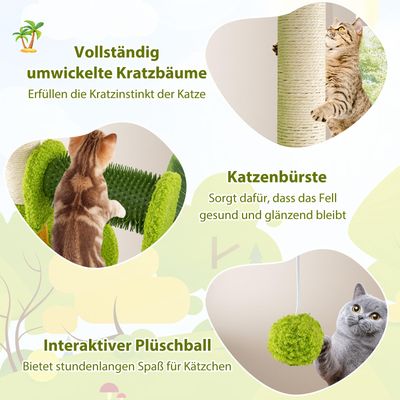 GIANTEX Kratzbaum Mit künstlichen Blättern Und Häuschen