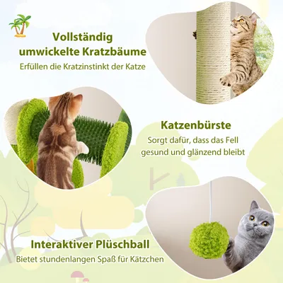 GIANTEX Kratzbaum Mit künstlichen Blättern Und Häuschen GIANTEX Kratzbaum Mit künstlichen Blättern Und Häuschen