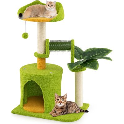 GIANTEX Arbre à Chat avec Feuilles Artificielles et Condo