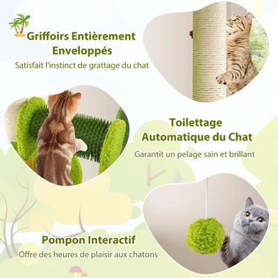 GIANTEX Arbre à Chat avec Feuilles Artificielles et Condo