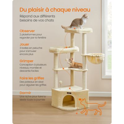 Feandrea Arbre à Chat,Tour de Jeux pour Chats,Grandes Plateformes