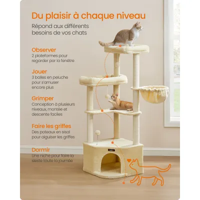 Feandrea Arbre à Chat,Tour de Jeux pour Chats,Grandes Plateformes