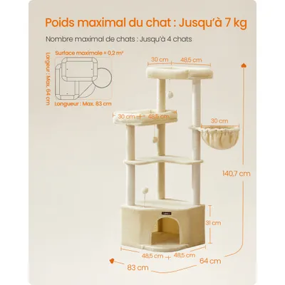 Feandrea Arbre à Chat,Tour de Jeux pour Chats,Grandes Plateformes