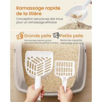 Feandrea Bac à Litière pour Chat, Parois Hautes, Ouvert sur le Dessus