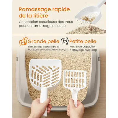 Feandrea Bac à Litière pour Chat, Parois Hautes, Ouvert sur le Dessus