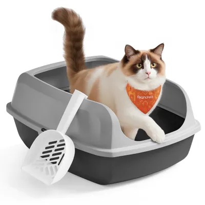 Feandrea Bac à Litière pour Chat, Parois Hautes, Ouvert sur le Dessus Feandrea Bac à Litière pour Chat, Parois Hautes, Ouvert sur le Dessus