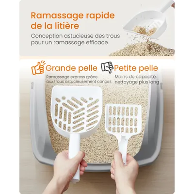 Feandrea Bac à Litière pour Chat Parois Hautes XL avec Pelle