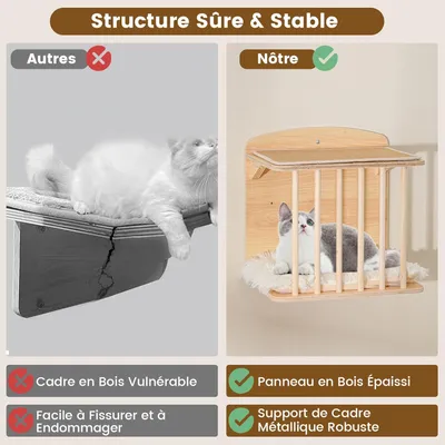 GIANTEX 4-en-1 Arbre a Chat Murale avec Griffoir en Sisal