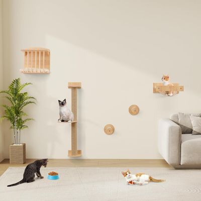 GIANTEX 4-en-1 Arbre a Chat Murale avec Griffoir en Sisal