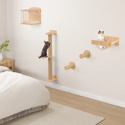 GIANTEX 4-In-1 Wand-Kratzbaum Mit Sisal-Kratzfläche GIANTEX 4-In-1 Wand-Kratzbaum Mit Sisal-Kratzfläche