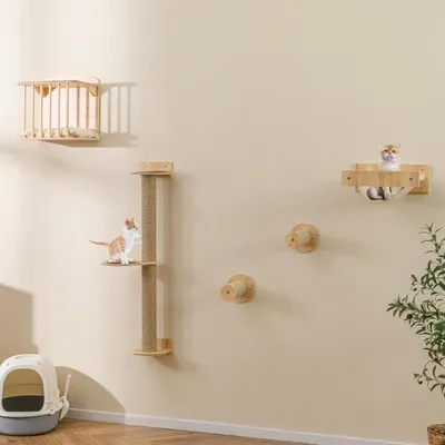 GIANTEX 4-en-1 Arbre a Chat Murale avec Griffoir en Sisal