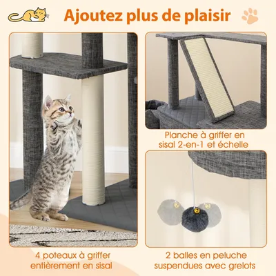 GIANTEX Arbre à Chats XXL 7 Niveaux avec Poteaux à Gratter