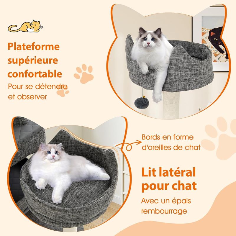 GIANTEX Arbre à Chats XXL 7 Niveaux avec Poteaux à Gratter