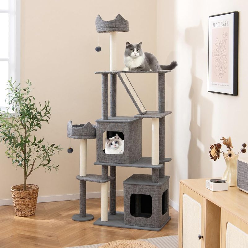 GIANTEX Arbre à Chats XXL 7 Niveaux avec Poteaux à Gratter