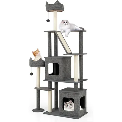GIANTEX Katzenkratzbaum Mit Plattformen, Höhlen Und Kratzsäulen