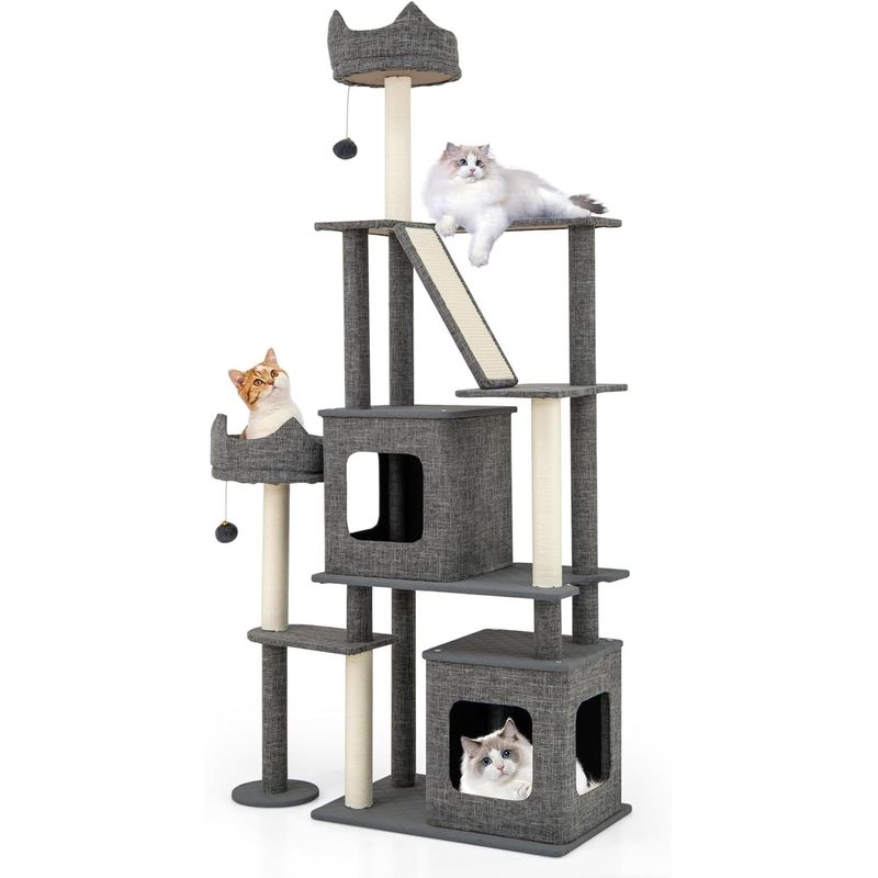 GIANTEX Arbre à Chats XXL 7 Niveaux avec Poteaux à Gratter
