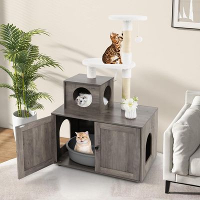 GIANTEX Arbre à Chat avec Meuble Litière et Griffoir
