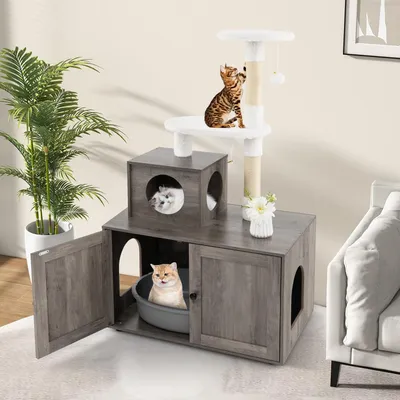 GIANTEX Arbre à Chat avec Meuble Litière et Griffoir