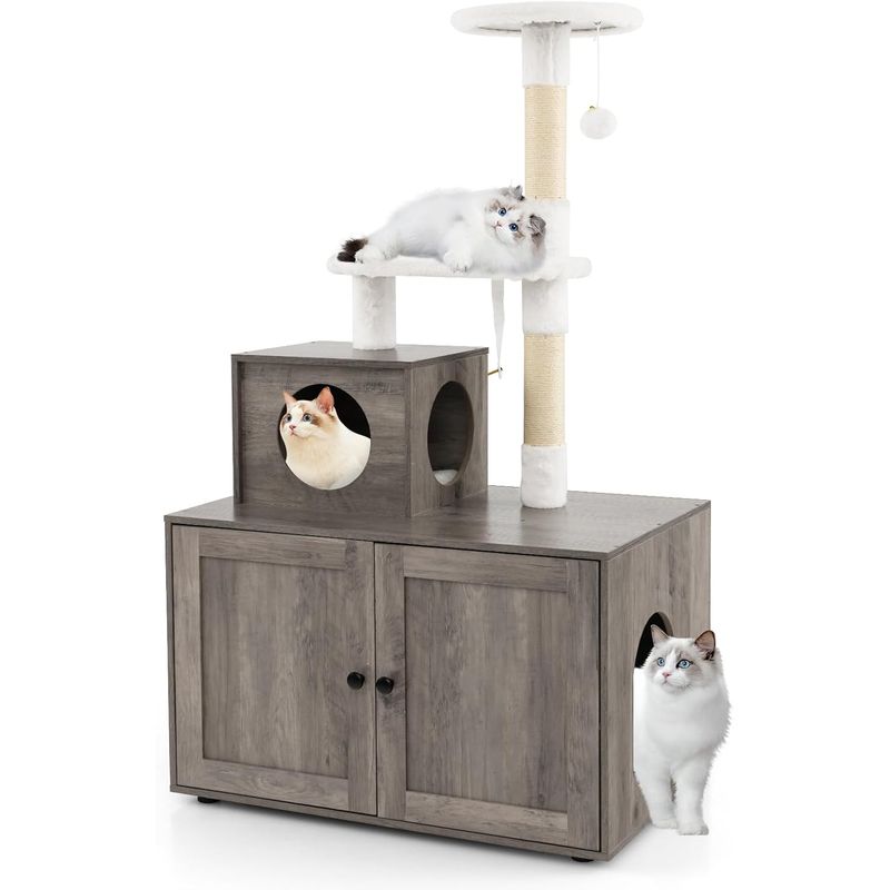 GIANTEX Arbre à Chat avec Meuble Litière et Griffoir