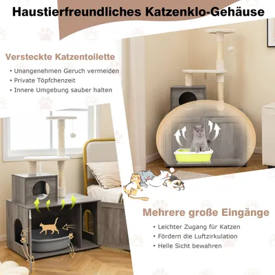 GIANTEX Kratzbaum Mit Katzentoilettenmöbel Und Kratzfläche GIANTEX Kratzbaum Mit Katzentoilettenmöbel Und Kratzfläche