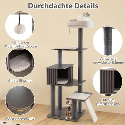 GIANTEX Kratzbaum Mit Oberer Sitzplattform Und Häuschen