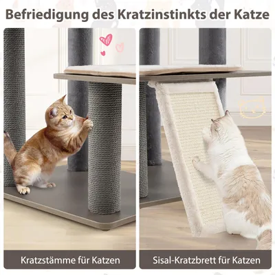 GIANTEX Kratzbaum Mit Oberer Sitzplattform Und Häuschen