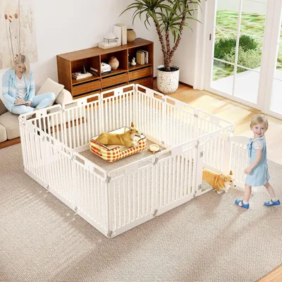 GIANTEX Parc pour Chien Pliable en Plastique,Forme Personnalisé