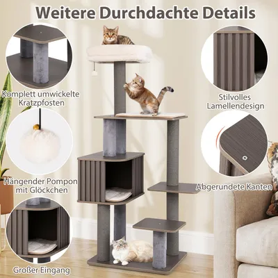 GIANTEX Kratzbaum Mit Oberer Sitzplattform Und Häuschen GIANTEX Kratzbaum Mit Oberer Sitzplattform Und Häuschen