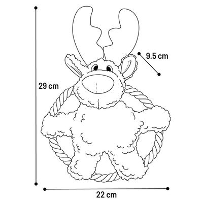 Caribou Krola et Anneau Brun 29 cm jeux Noel pour chien
