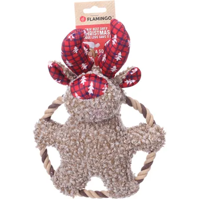 Caribou Krola et Anneau Brun 29 cm jeux Noel pour chien