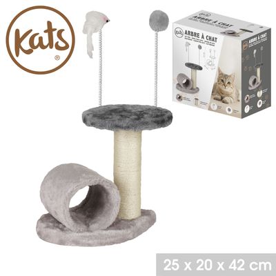 Arbre à chat avec jouets sur ressort MIA - Gris
