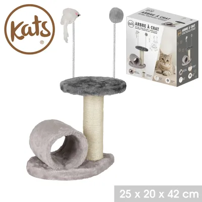 Arbre à chat avec jouets sur ressort MIA - Gris