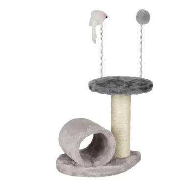 Arbre à chat avec jouets sur ressort MIA - Gris
