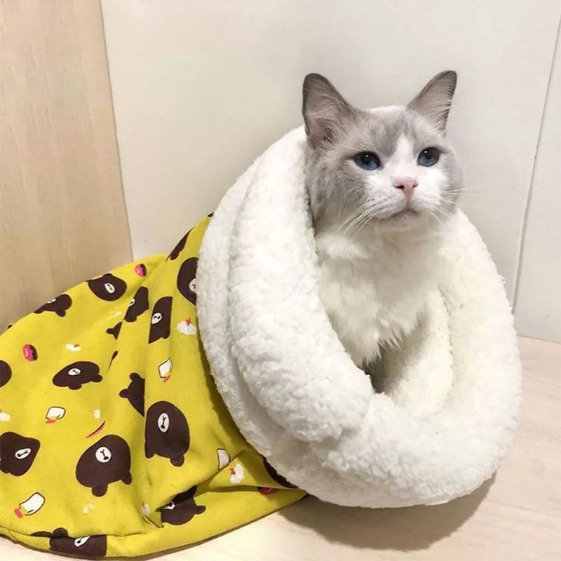 PetTribes Sac de couchage pour chat - Doux et lavable