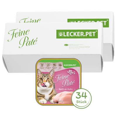 Lecker.Pet® Leo's Feine Paté Riche en poulet Nourriture humide pour chats