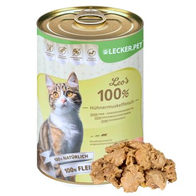 Lecker.Pet® Leo's 100 % muscle de poulet Nourriture humide pour chats