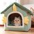 IntiMeg Niche en Peluche pour Chat - Maison des dinosaures