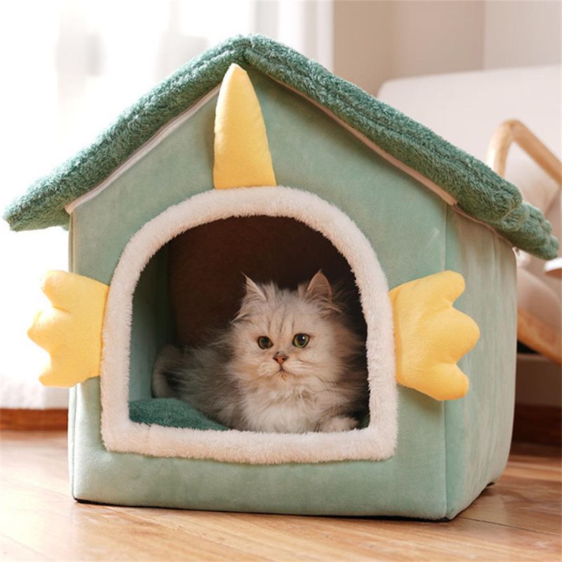 IntiMeg Niche en Peluche pour Chat - Maison des dinosaures