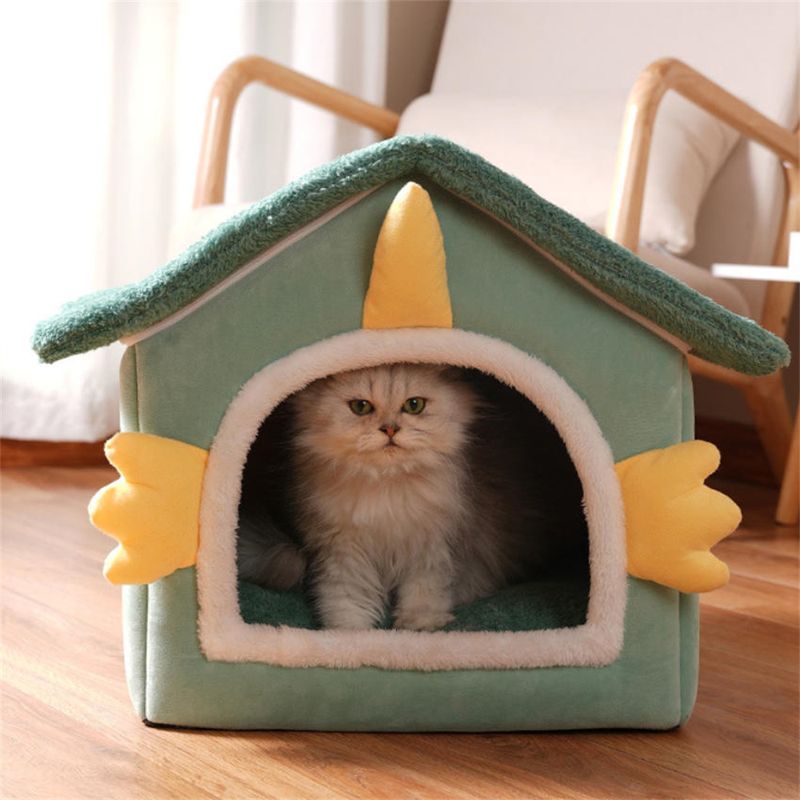 IntiMeg Niche en Peluche pour Chat - Maison des dinosaures