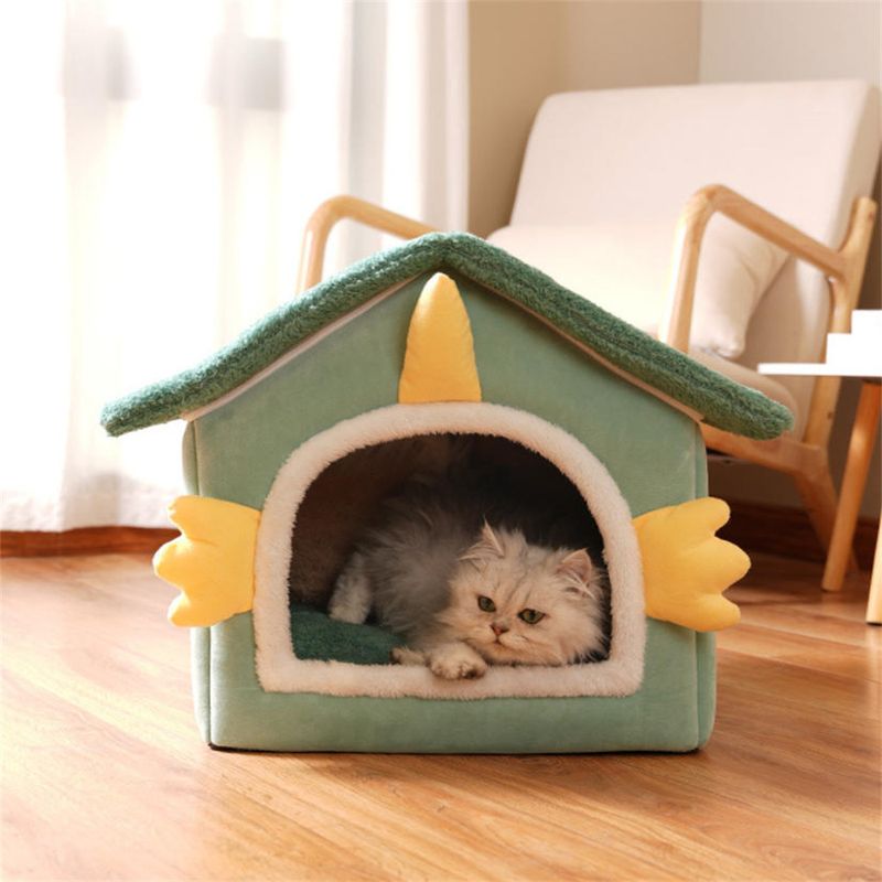 IntiMeg Niche en Peluche pour Chat - Maison des dinosaures