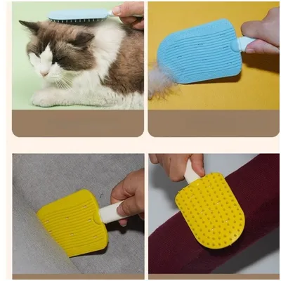 ZooVenture Lot de 2 Brosse de toilettage pour chien et chat jaune + bleu