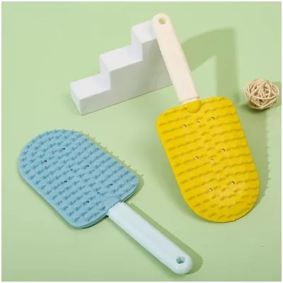 ZooVenture Lot de 2 Brosse de toilettage pour chien et chat jaune + bleu