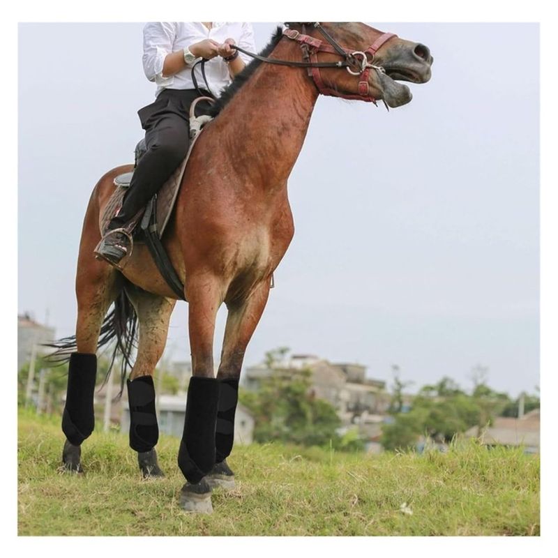 Bandeaux Jambes Cheval Lot 4 - Polaire Souple Respirant, Protection Tendon, Équitation Quotidienne, Randonnée, Compétition