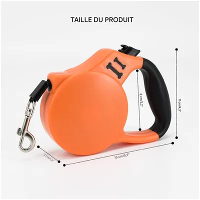 ZooVenture Laisse extensible pour chien 5 mètres orange