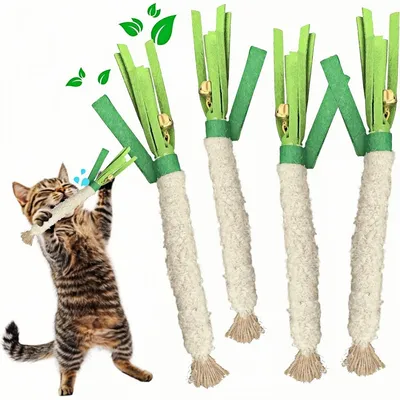 ZooVenture Durables Lot de 4 Jouets à Mâcher d'Herbe à Chat en Feutre