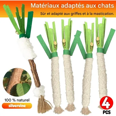 ZooVenture Durables Lot de 4 Jouets à Mâcher d'Herbe à Chat en Feutre