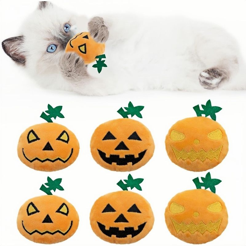 ZooVenture Lot de jouets en forme de citrouille d'Halloween pour chats