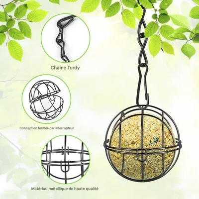 ZooVenture Lot de 4 Mangeoires à Boules de Graisse Noires