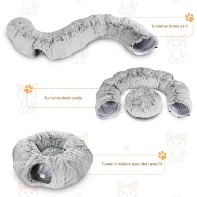 ZooVenture Multifonction Tunnel en Peluche avec Panier pour Chat