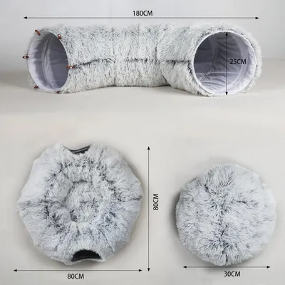 ZooVenture Multifonction Tunnel en Peluche avec Panier pour Chat